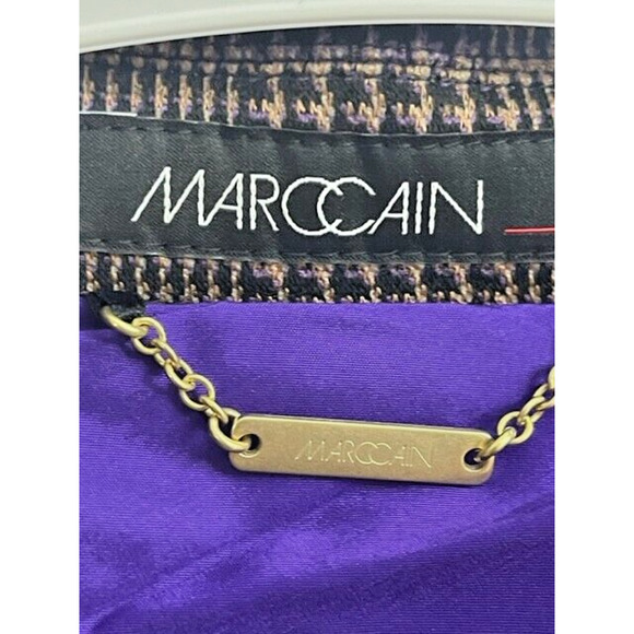 Marc Cain Women’s Plaid Tan Purple Blazer Jacket N4 US Size 10 NWT Retail $790 - Picture 5 of 14